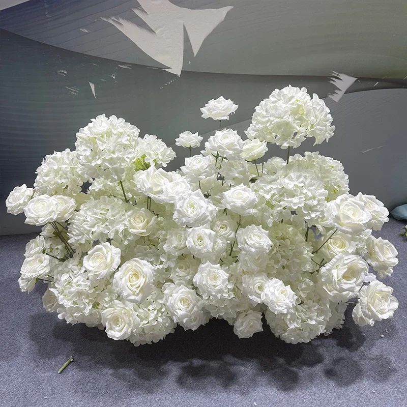 Customized Artificial Flower Row Outdoor Wedding Party Decoration Flower Arrangement Road Guide Floor Arrangement Props