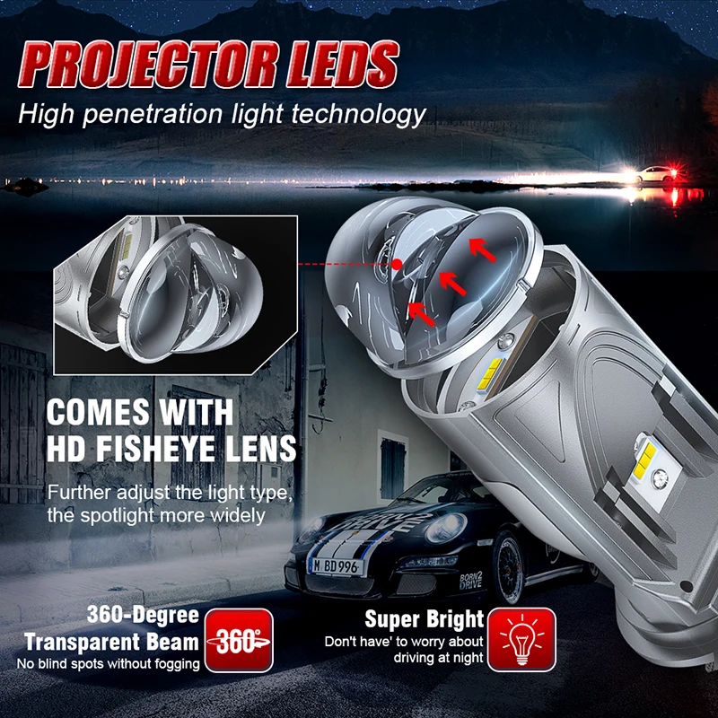 توربو مروحة H4 LED المصابيح الأمامية سيارة H4 جهاز عرض صغير عدسة 6000K السوبر مشرق 20000LM مرحبا لو شعاع لمبة LED أضواء سيارة ضوء مصباح #4