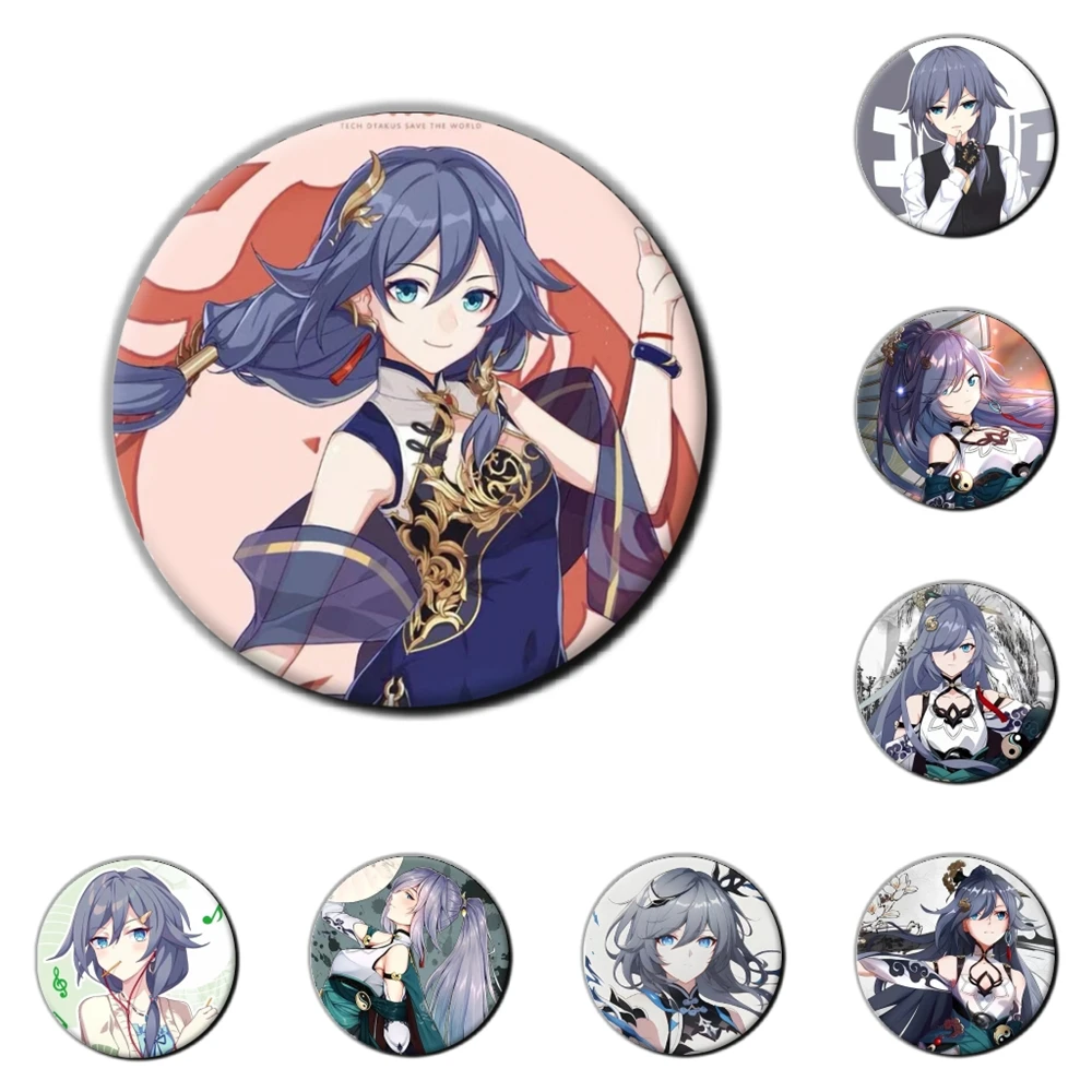 

58mm Game Honkai Impact 3 Fu Hua Fuka Cosplay Costumes SPTE Tin Plated Pin Badge Accessories Pendant Prop