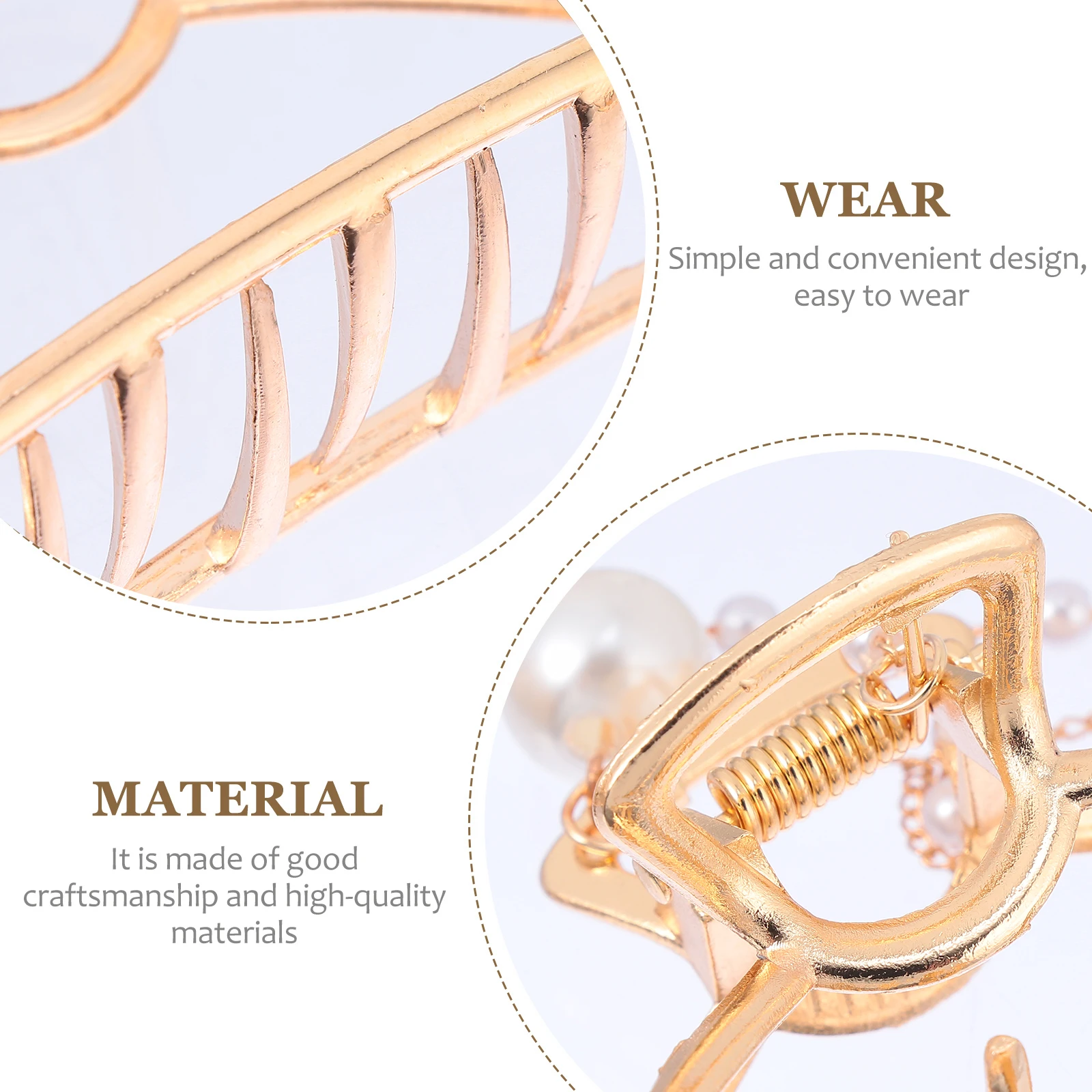 

2pcs Pearl Claw Clips 7.5cm Durable Styling Clamps Hair Styling Accessories Long Barrettes Women Headgear Hair Claws