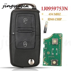 jingyuqin 2 Buttons Smart Remote Car Key Fod 434MHZ ID46 Chip 1J0959753N For VW Volkswagen Beetle Bora Polo Golf Passat