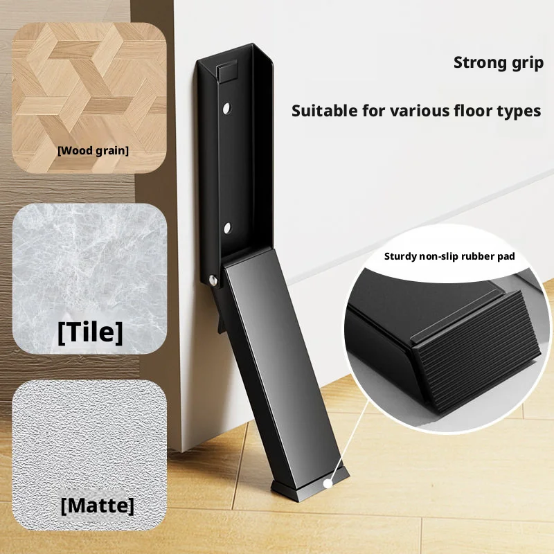 Sturdy Rental Friendly Drill-Free Door Stop, High-Quality Wind Resistant Shock-Proof Door Wedge Bumper