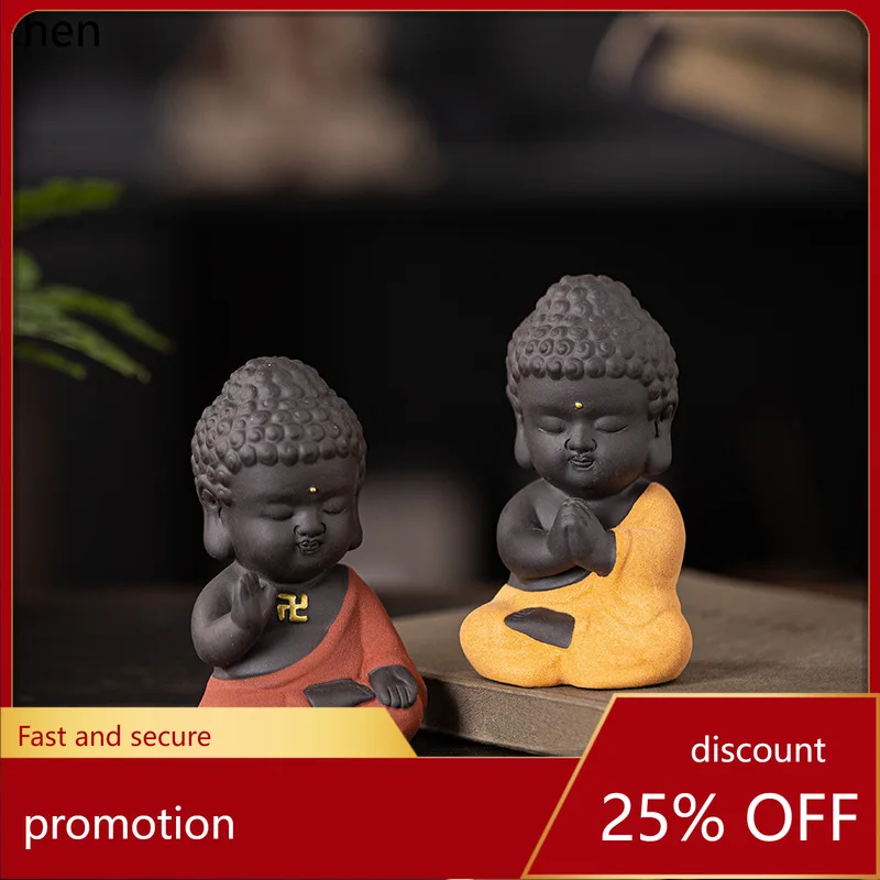 Cz1 tea pet ornaments boutique can raise colored pottery purple sand small tathagata buddha tea tray accessories tea ceremony