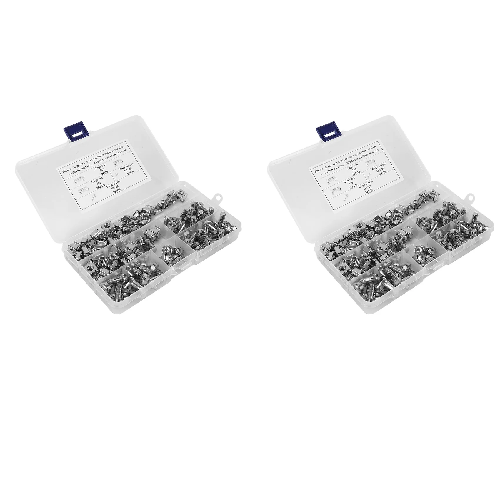 ABFU-100 Sets M6 Square Hole Hardware Cage Nuts&Mounting Screws Washers For Server Rack And Cabinet(M6 X 20Mm)