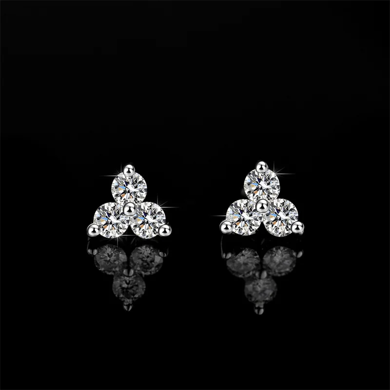 

925 Sterling Silver 1Pair Mini Moissanite Stud Earrings Casual Design DIY INS Ear Studs For Lady Jewelry Gifts