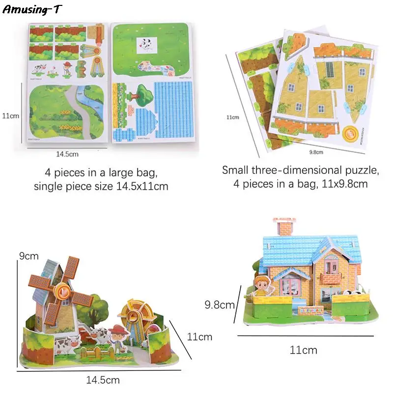 1Set DIY 3D Three-Dimensional Puzzle Card Handmade House Model Children Assembling Educational Toy