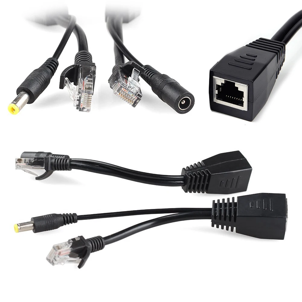 1~8PCS Cable Passive Power Over Ethernet Adapter Cable POE Splitter RJ45 Injector Power Supply Module 12-48v For IP Camea