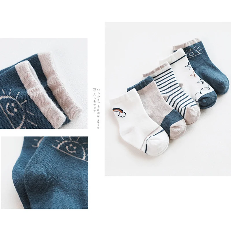 Organic Baby Socks 5 Pairs Combed Cotton Mid Tube Socks For Baby Assorted Size Soft Cozy Boys Girls warm Sox Baby Stuff