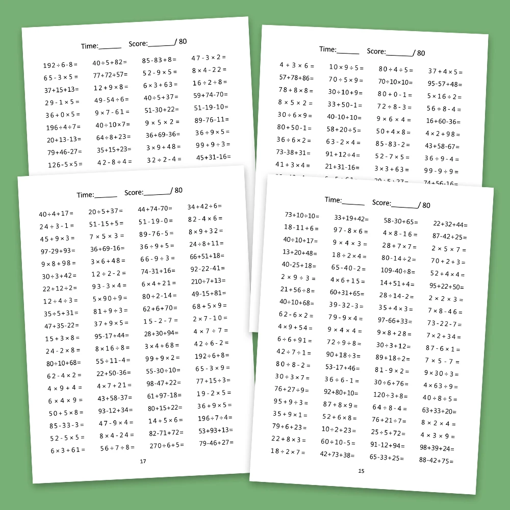 Subtraction, Addition, Multiplication & Division Mixed Operations Math Workbook for Kids Mathematical Calculation Test Books view 3