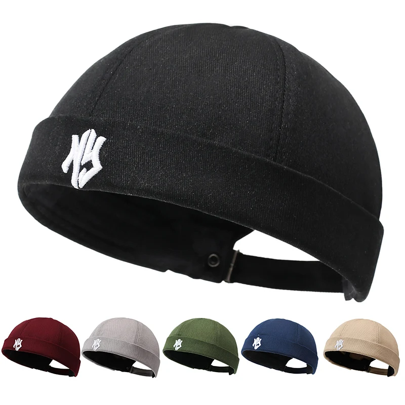 Spring new minimalist embroidered letter adult men and women trendy brimless melon skin hat trendy cold hat