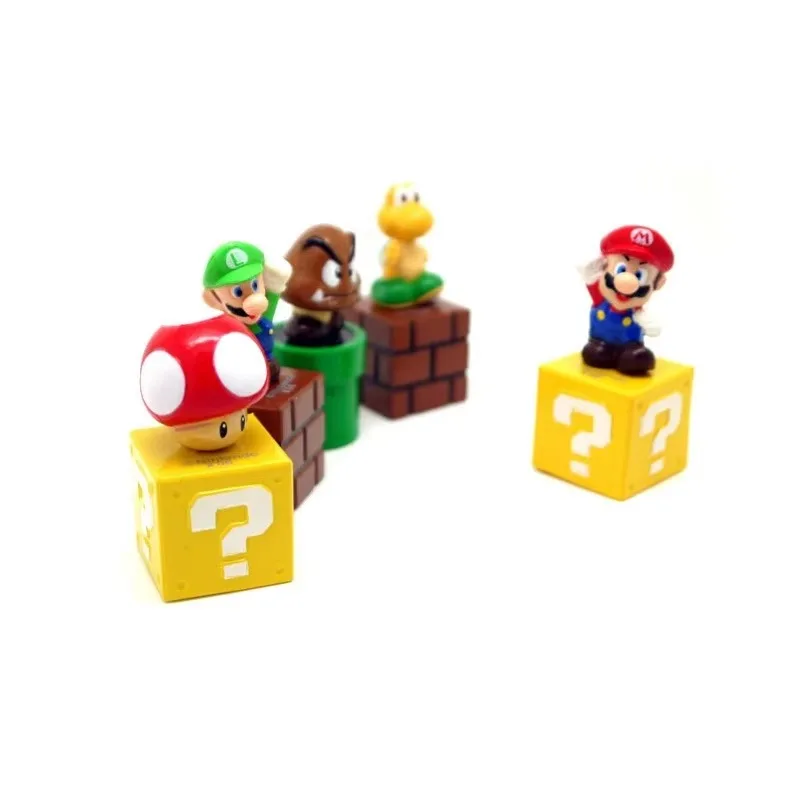 Figurines Super Mario Luigi Yoshi, 5 pièces/ensemble, décoration de gâteau au beurre, ornements de voiture, anime, jouets pour enfants, cadeaux