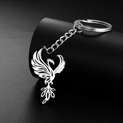 COOLTIME Phoenix Owl Pendant Keychain for Women Men Stainless Steel Hollow Bird Charm Car Key Chain Fashion Keyring Jewelry Gift