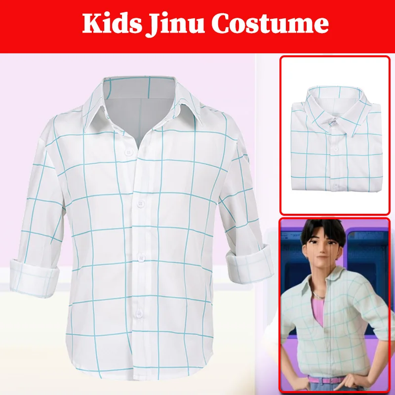 

Jinu Kids Kpop Demon Hunter Cosplay Shirts Tops Costume Fantasia Clothing Top Coat Jacket Children Child Halloween Party Suits