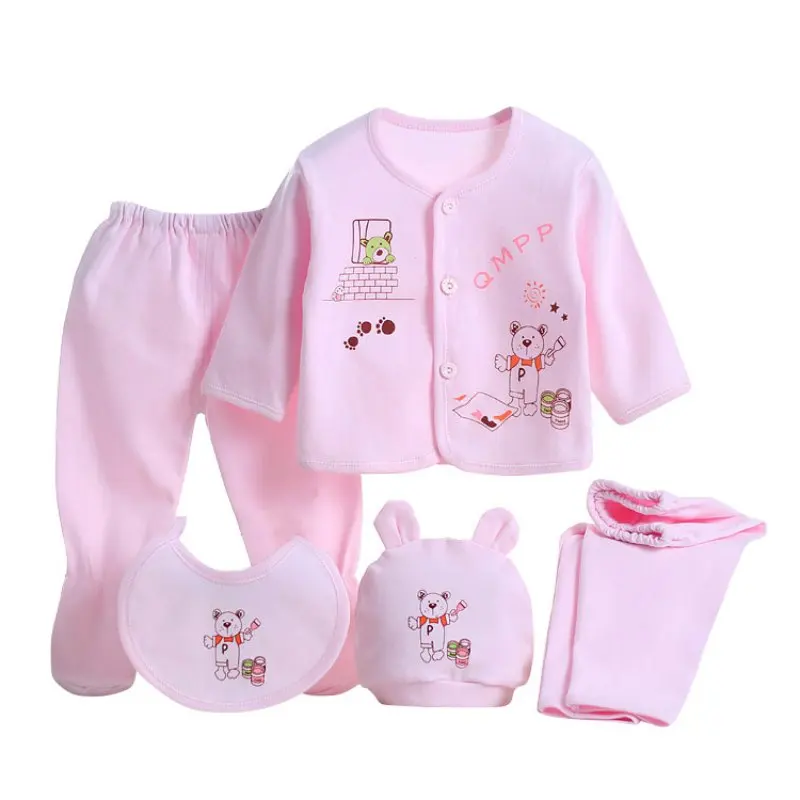 5pcs/Bag Newborn Baby Girls Boys 0-3 Month Clothing Set Breathable Clothes Cotton Cartoon Underwear