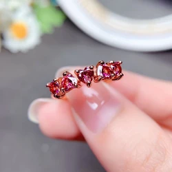 Women Silver Ring Heart style Colorful Moissanite 925 Sterling Silver Pink Blue Grey Red Gemstone Wedding Ring Gift