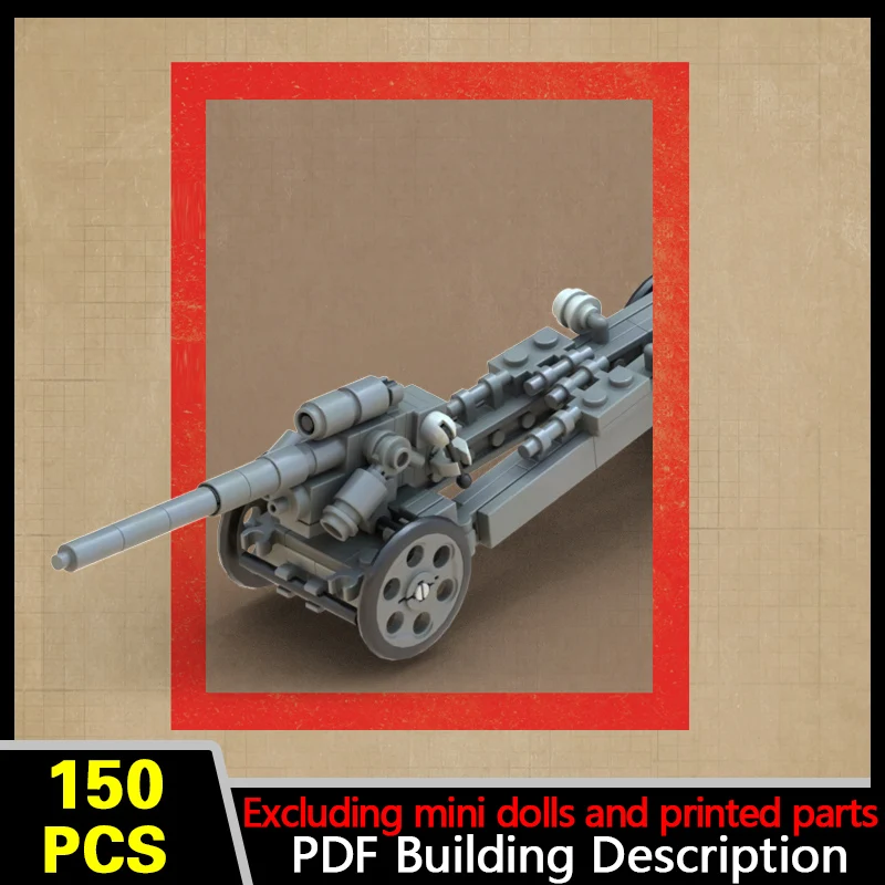 15cm Military Heavy Howitzer Model MOC Building Bricks War Equipment Style Modular Technology Gifts Holiday Assemble Toys Suit