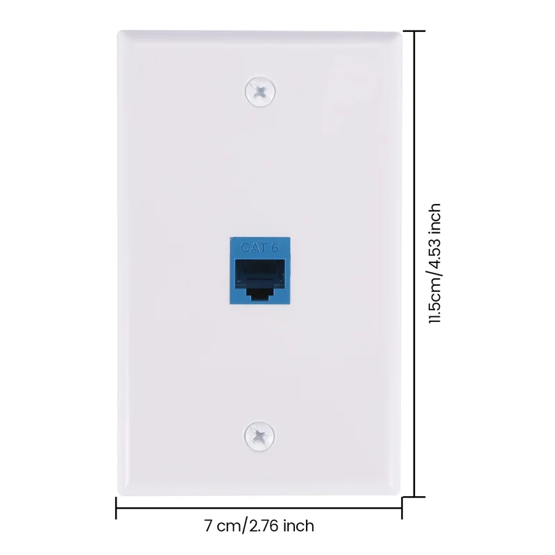 ABXF-4X Cat6 Ethernet Wall Plate Outlet 1 Port RJ45 Network Female To Female Keystone Wall Coupler Jack Plate White & Blue