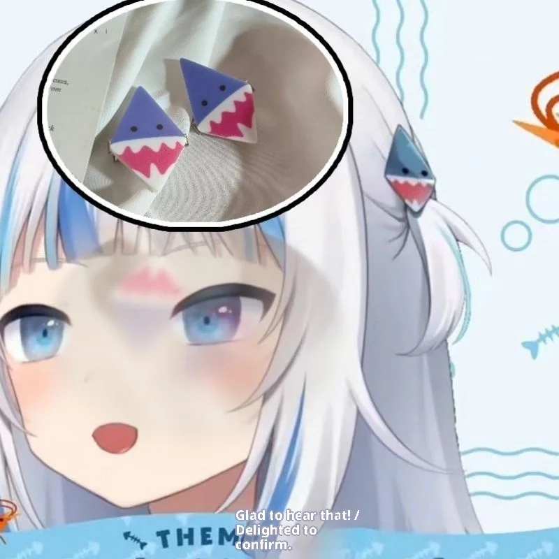 Gawugula Virtual Anchor Vtuber Acrilico Shark Clip per capelli Accessorio cosplay per fan e collezionisti anime