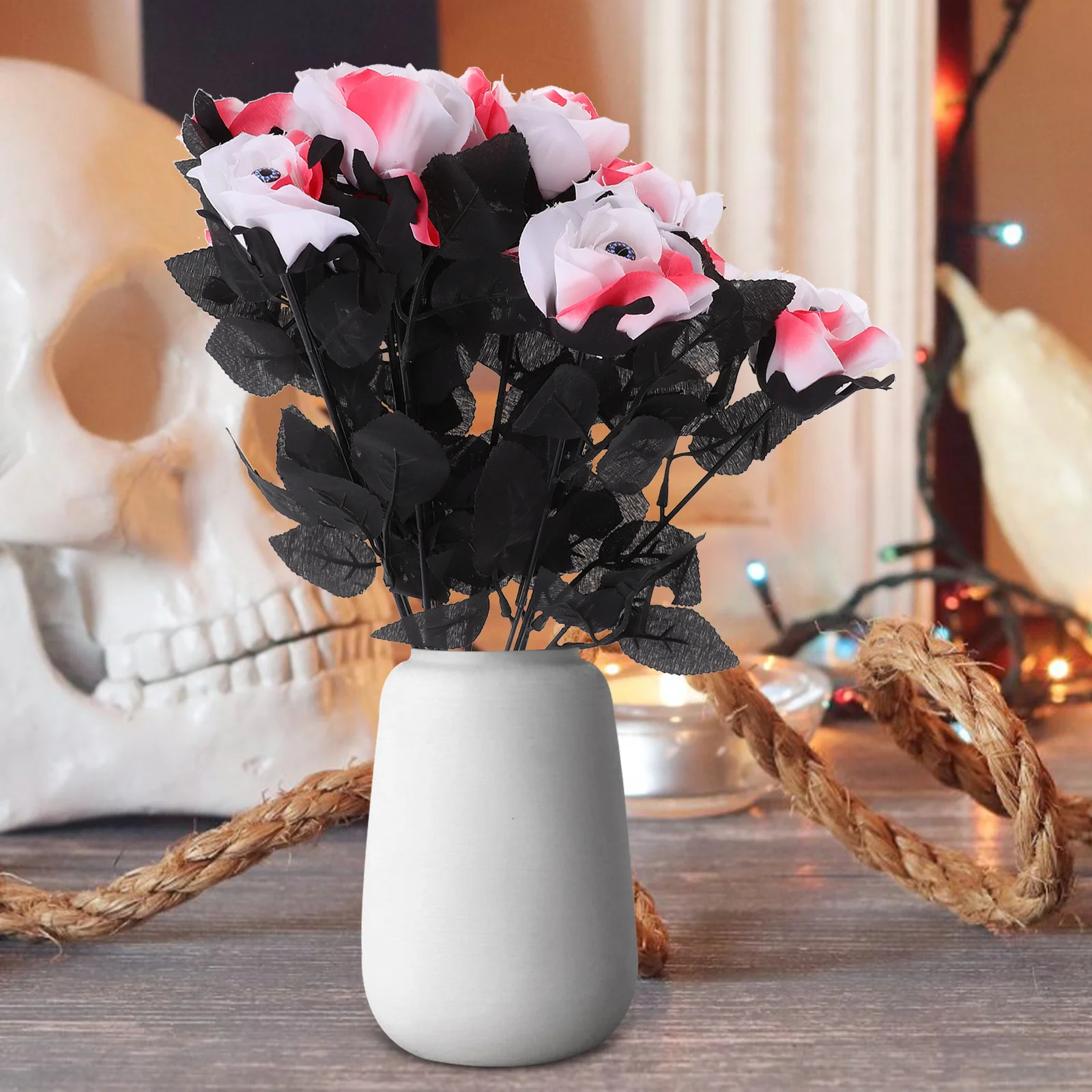 

12Pcs Halloween Rose Fake Flower Realistic Eyeball Decoration Halloween Party Bouquet Fake Floral Decor Faux Flower Decor