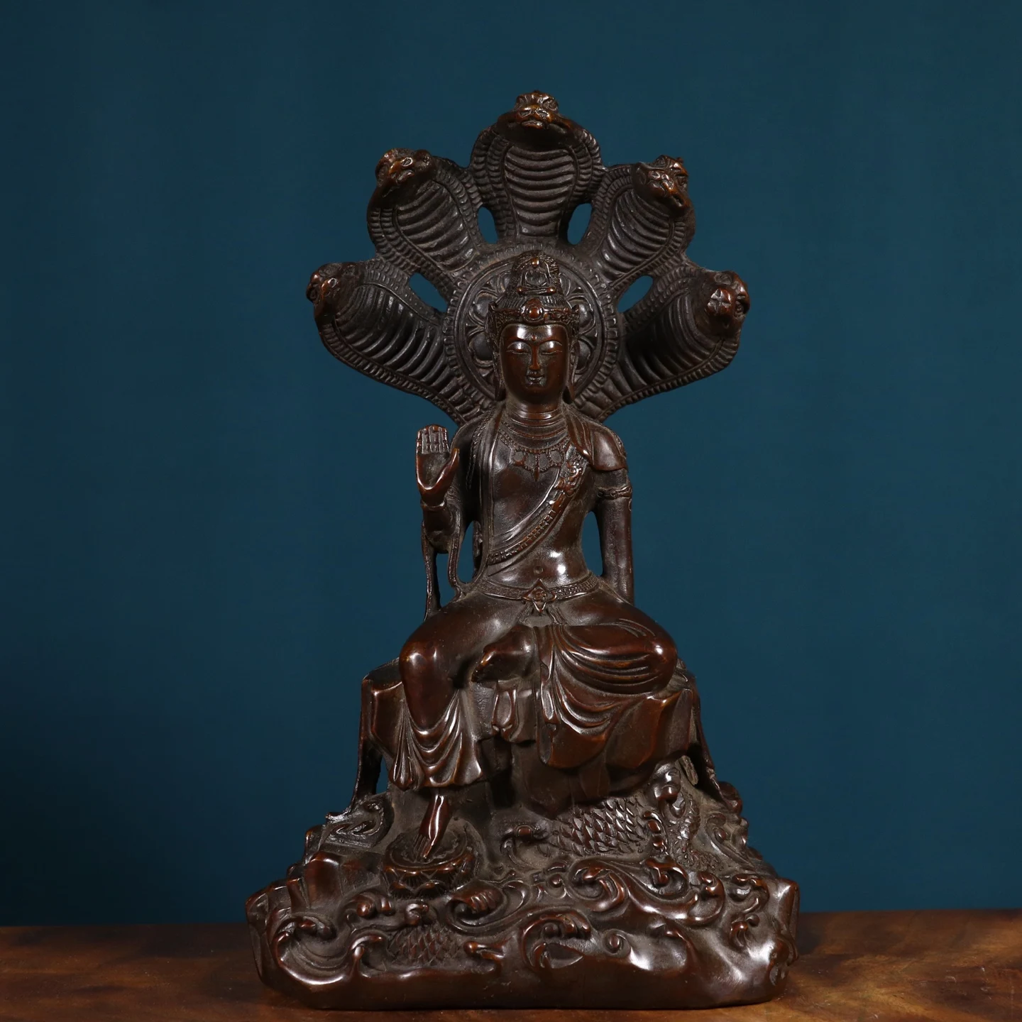 Brass Naga Bodhisattva Dragon Tree Sculpture – Elegant Home Décor Tabletop Figurine Exquisite Craftsmanship