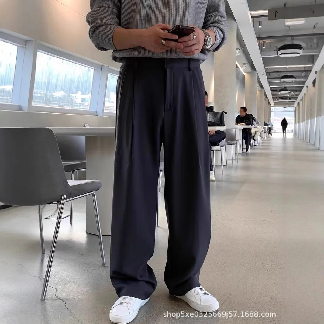 French Wrinkle-Free Straight Trousers Men's Casual Pants