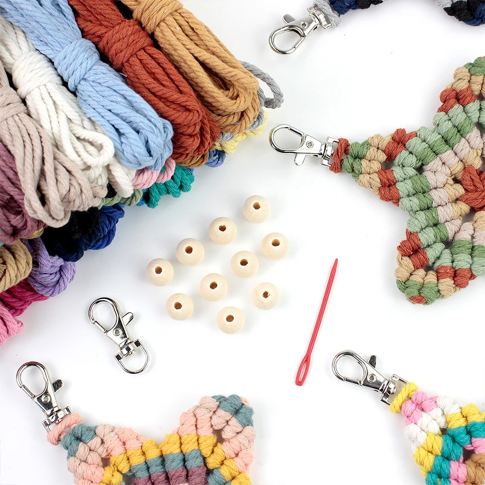 Boho Pentagram Tassel Pendant Macrame DIY Kit - Beginner Craft Gift Handmade Polyester Keychain Bag Charm Decorative Ornament