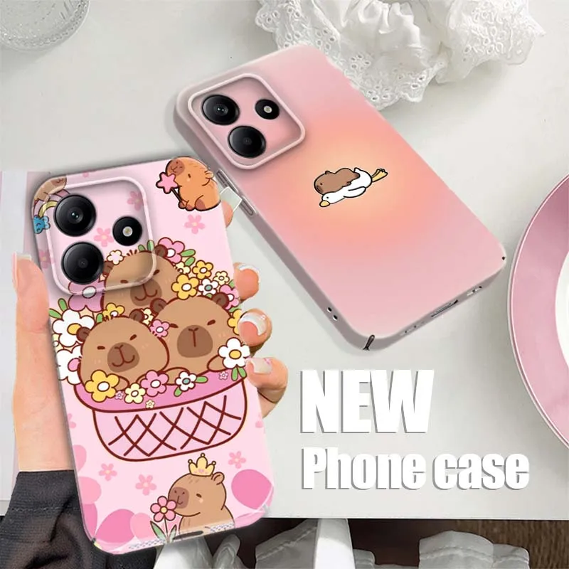

Cute Capybara Basket Flower For Xiaomi Redmi 15 15C 14C 13C 12C 11A 10C 9A 9i A4 A3x A2 A1 K90 Pro 5G Feilin Shell Phone Case