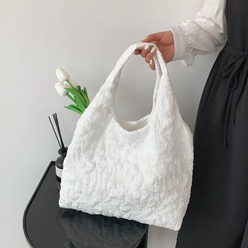 2023 Summer Elegant Women White Black Bucket Bags Designer Lady Large Capacity Big Totes Handbag Armpit Bag Canvas Shoulder Bags