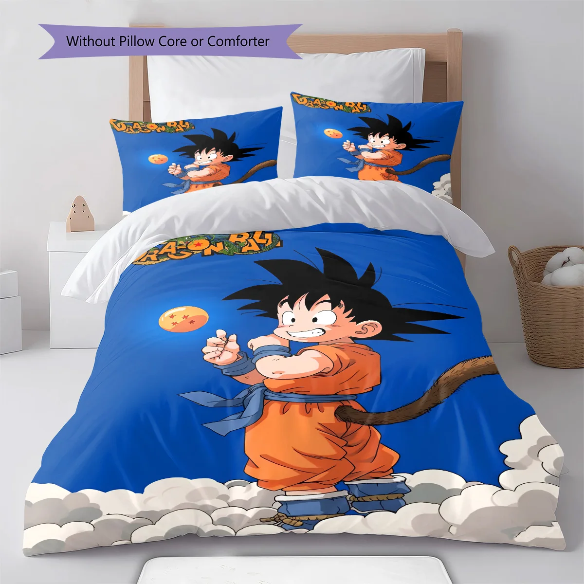 Juego de Ropa de Cama Estilo Chibi de Dragon Ball, Funda de Edredón de Anime, Juego de Ropa de Cama Suave de Poliéster -QJY