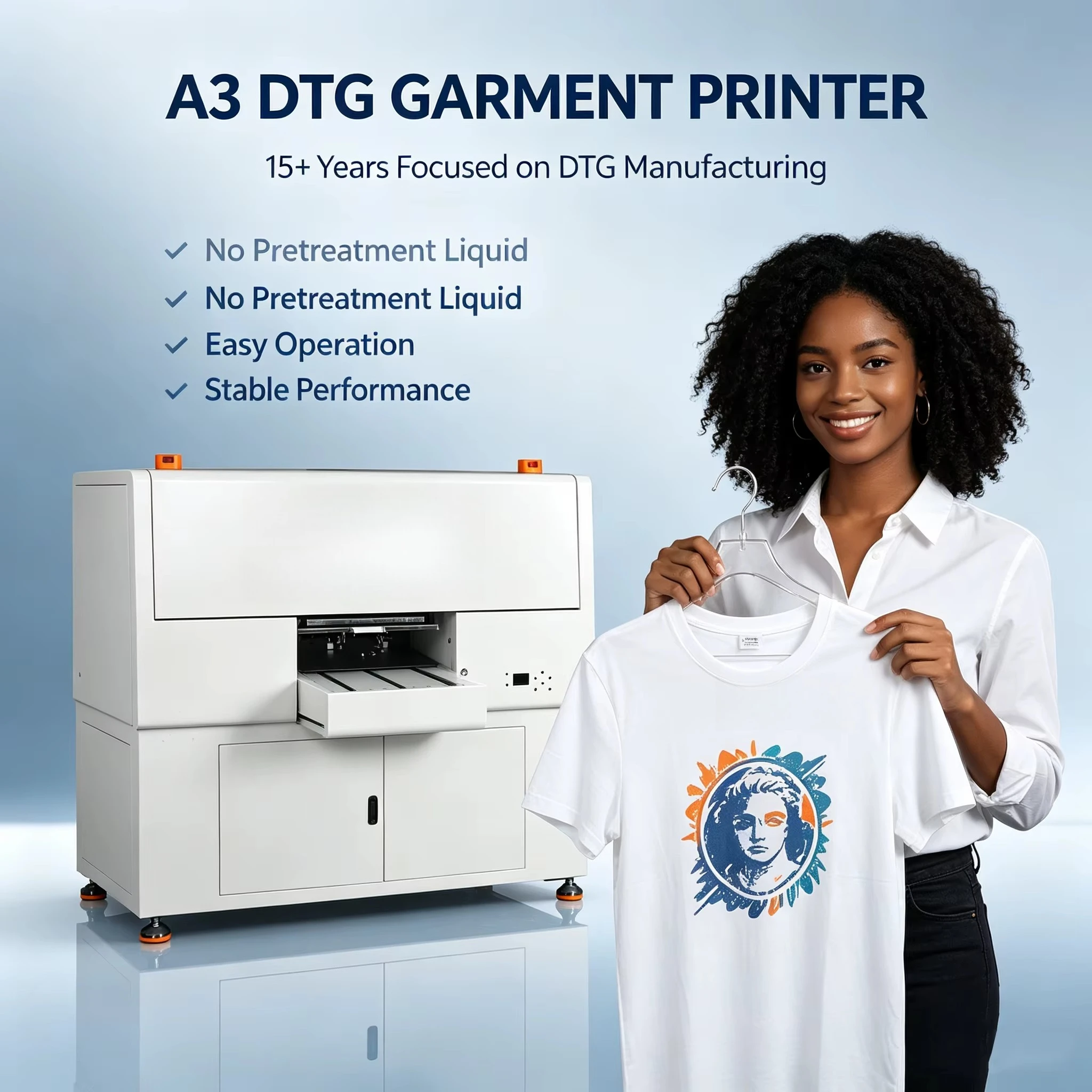 Original Ricoh DTG Leather Printer New Arrival-9-Colors 3-Heads Semi-Automatic Dx5 Portable 60*45cm 40pcs/h UV Ink T-shirt