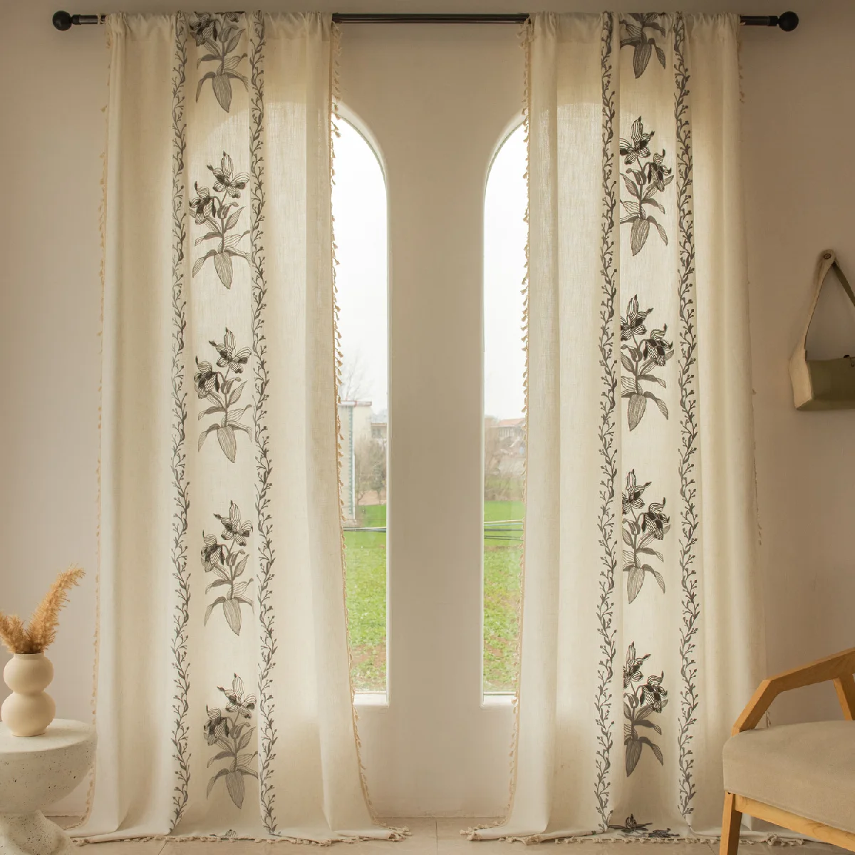 Europäischer klassischer dünner transparenter Vorhang, staubdicht, mückensicher, Balkon, Wohnzimmer, Schlafzimmer, Vorhänge, natürlicher Home-Stil, Dezember