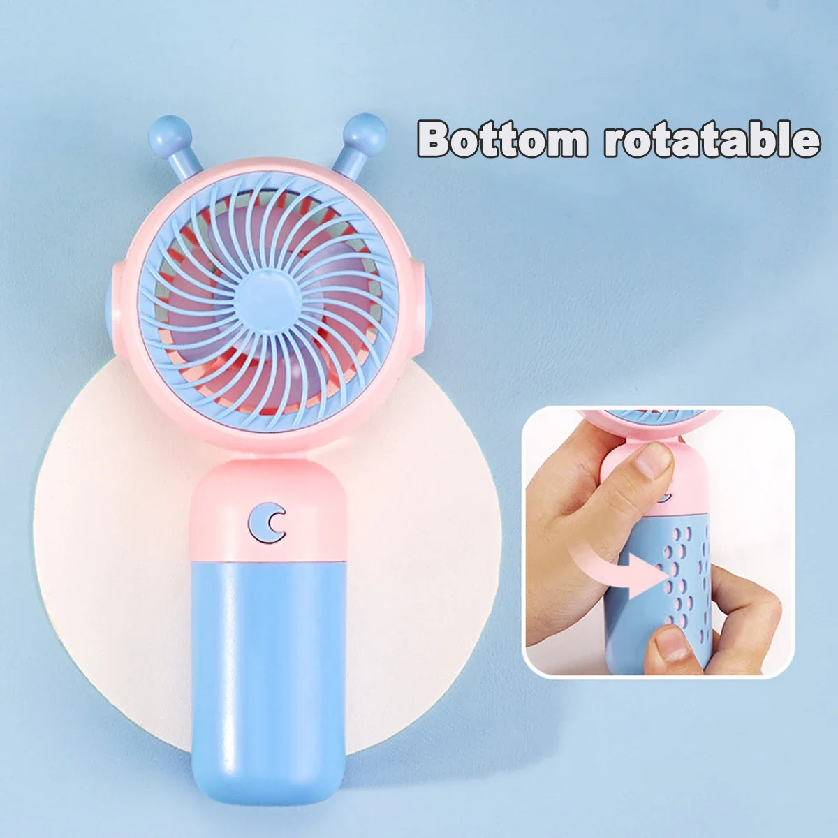 新しいハンドヘルド漫画ミニファンライト付き USB 充電式回転式ポータブル寮の教室やオフィスに最適