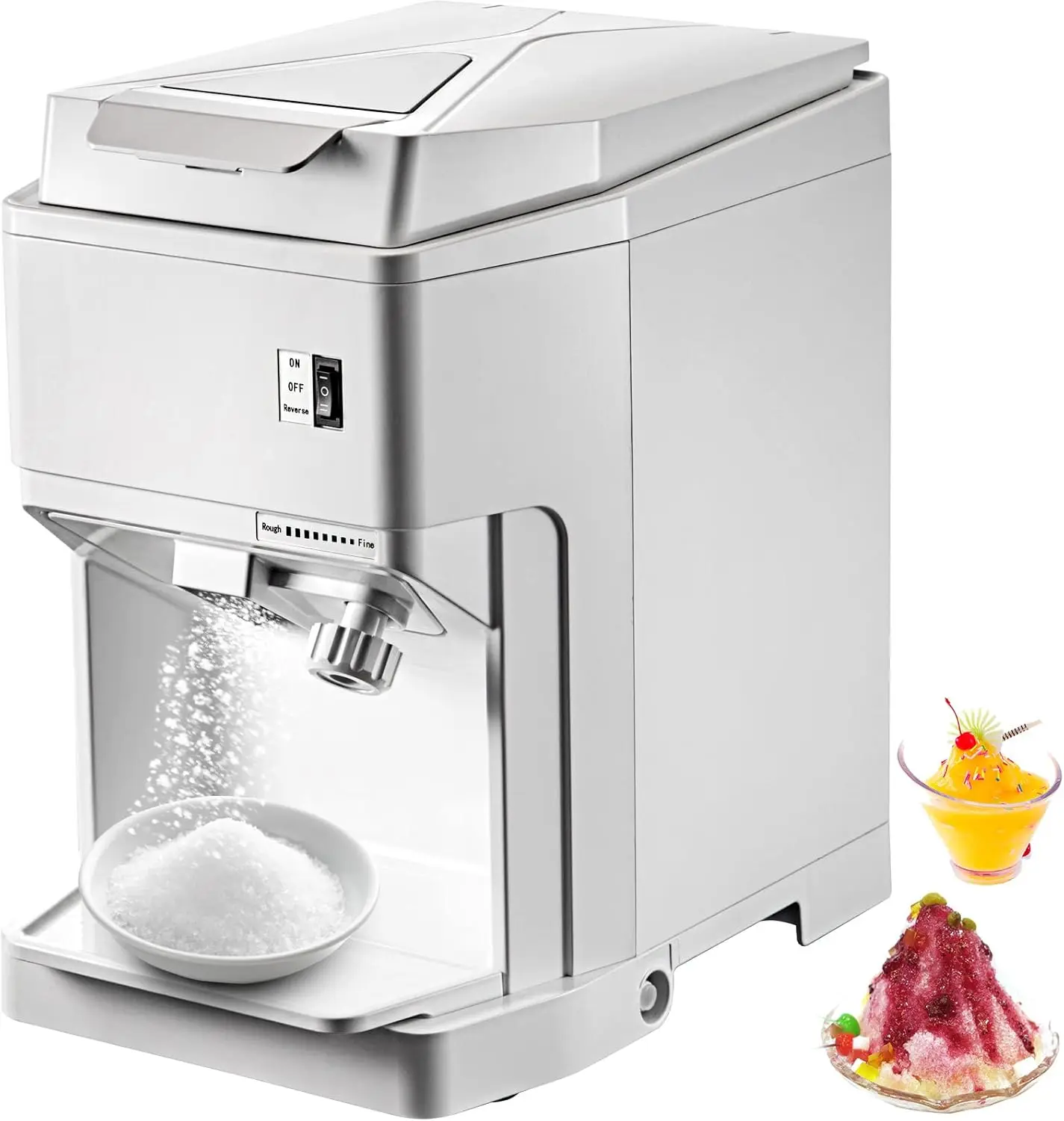 Machine Electric Snow Cone Machine, 265 LBS/H Shaved Ice Machine 250W Ice Crusher Triple Blades Tabletop Shaved Ice Maker with A