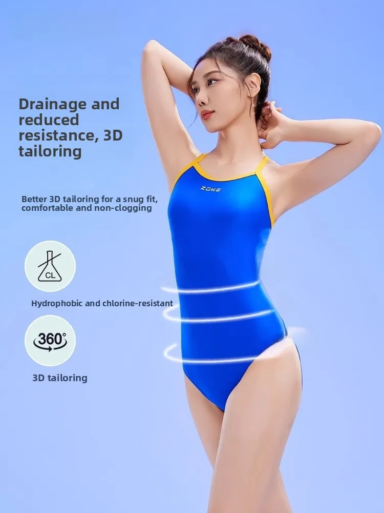 Zoke Profional Speed Swimming Suit Women's Triangular One-Piece Swimsuit Slimming Design No Sve Cetitive Swimwear