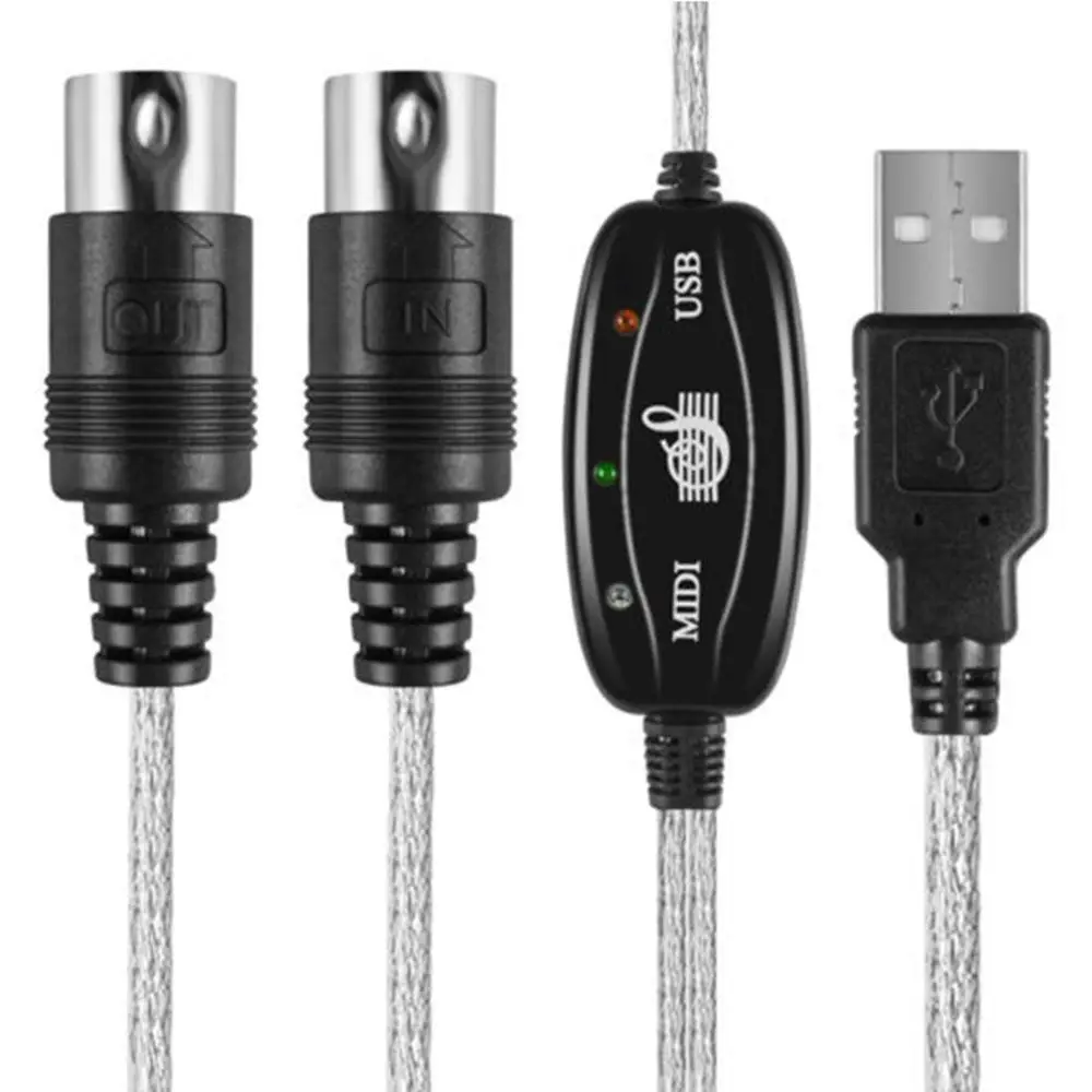 for Keyboard PC MIDI Interface USB In Out for Electric Piano MIDI to USB Cable MIDI Cable Drum Adapter USB IN-OUT Converter