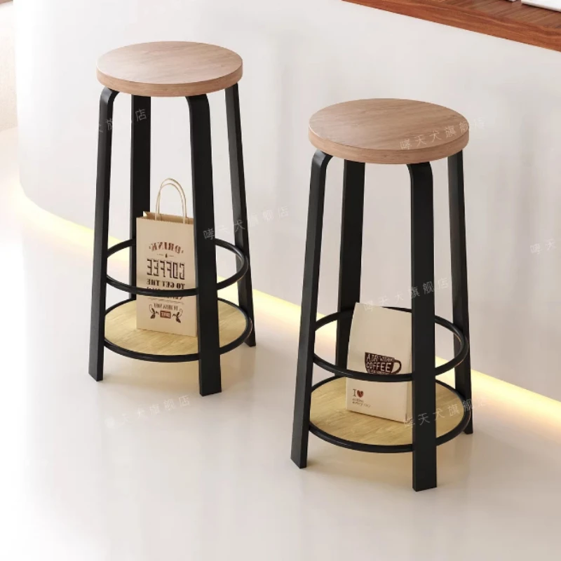 Modern Solid Wood Bar Stool Home Kitchen Dining Stool Multifunctional Commercial Bar Furniture Minimalist Cafe Shop Bar Chair