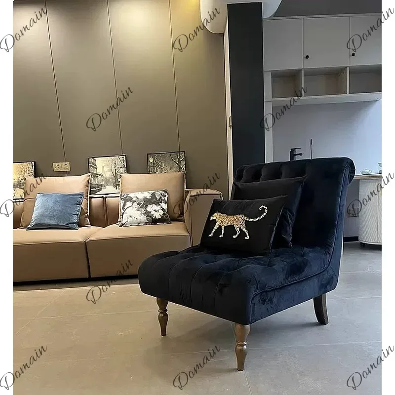 80 N Velvet Single Sofa Chair French Classic Button Tufted Accent Seat for Bedroom Living Room