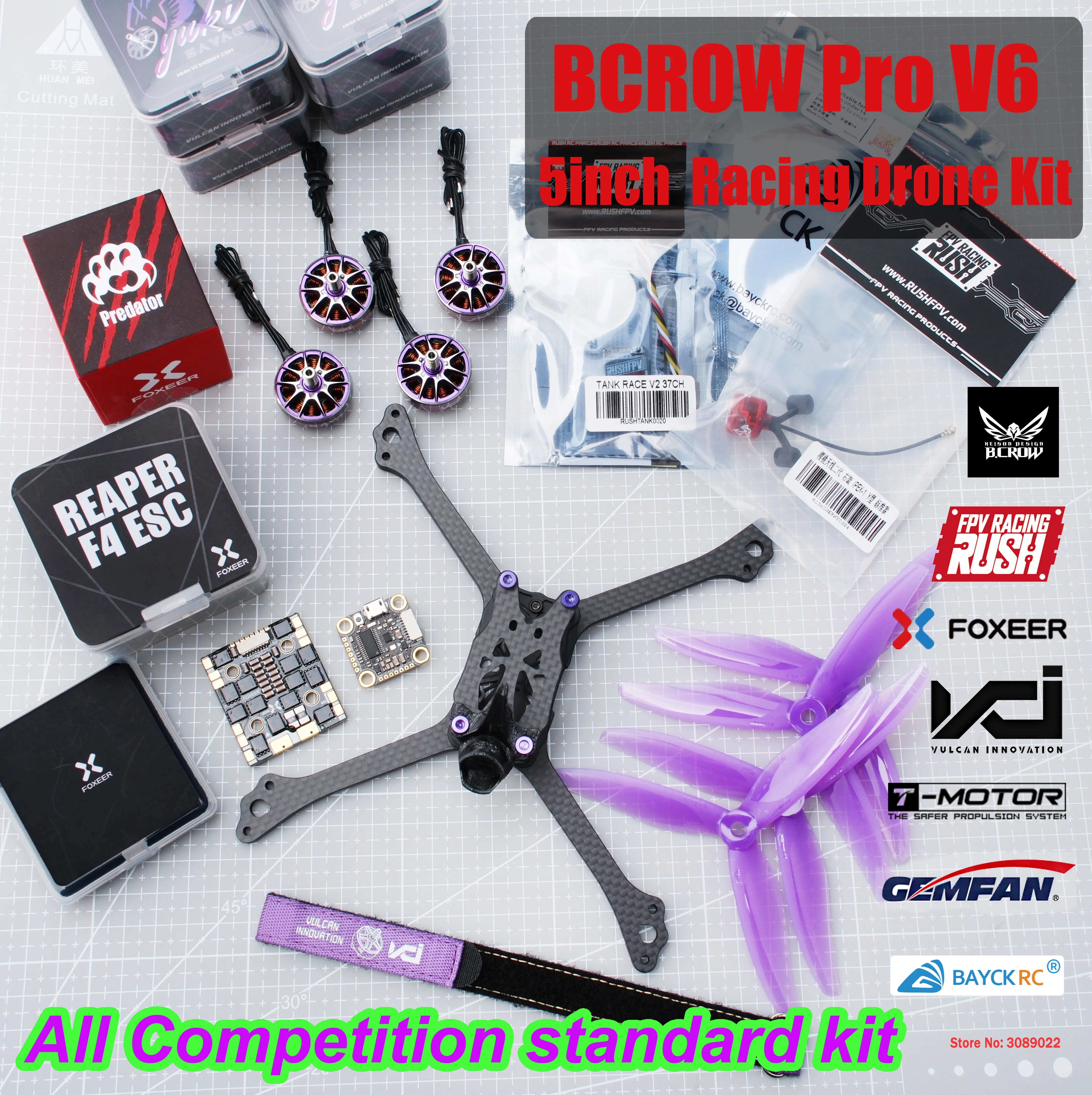 FPV BCROW PRO V6 Racer 5Inch FPV Racing Drone FOXEER F722 60A Stack VCI Champion Motor Runcam HDZRO ELRS 2.4G RX GEMFAN 5129 DIY