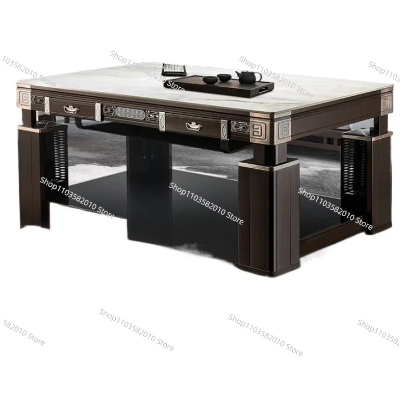 Fire coffee table electric heating fire table lifting rectangular 1.38 meters drawer + induction cooker + slide table cover