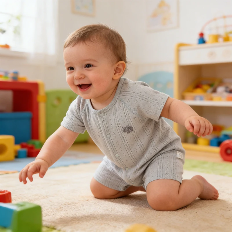 Baby Clothes Summer Thin Style Newborn Pure Cotton Seamless A-Class Outdoor Long-Sleeve Air-Conditioned Jumpsuit Sleepwear for Boys and Girls