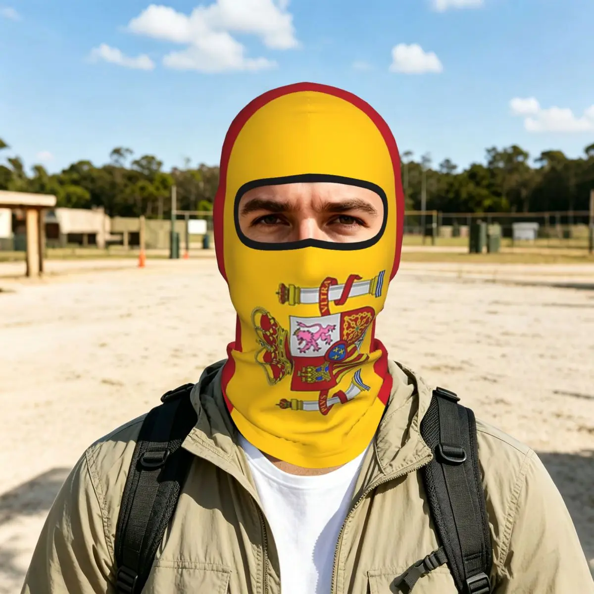 Spain Flag Breathable Thin Balaclava Full Face Mask Sun Protection Neck Gaiter For Motorcycle Cycling Fishing Outdoor