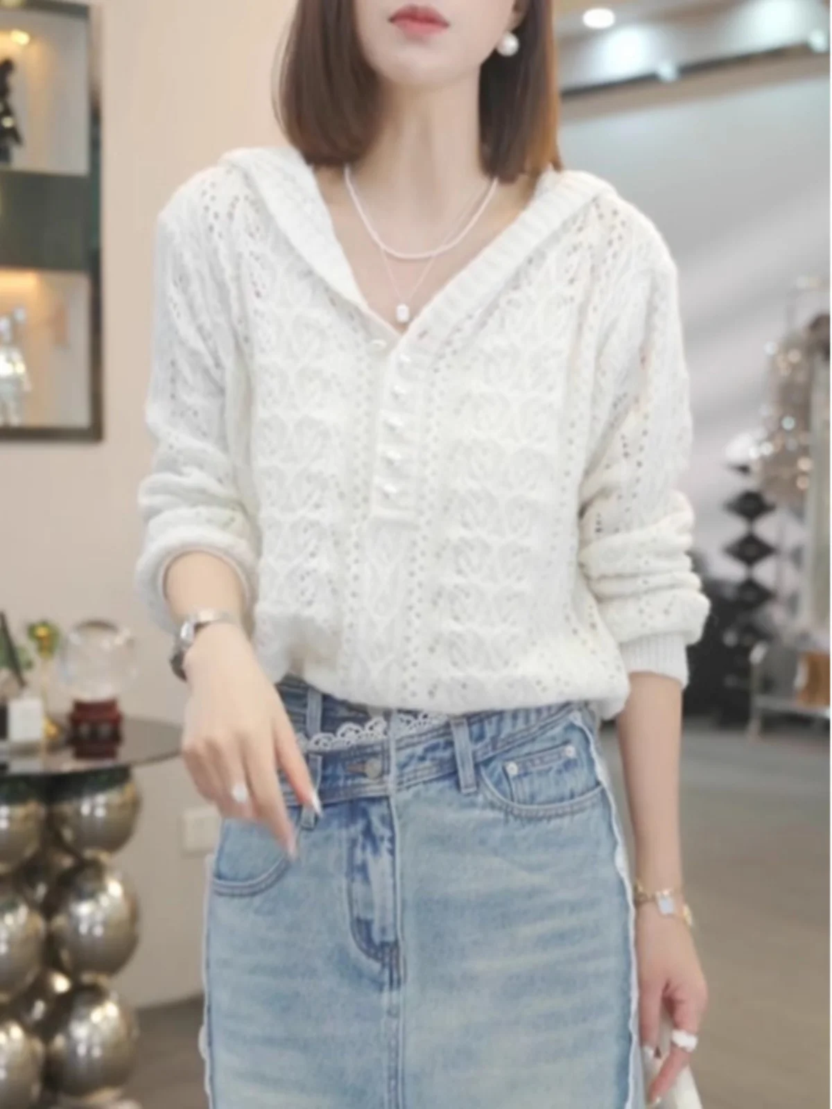 

Loose V-Ne Knitted Sweater Women's plus Size Spring Sun Protection Hoodie Comfortable Lazy Sle Top Korean Sle Commute