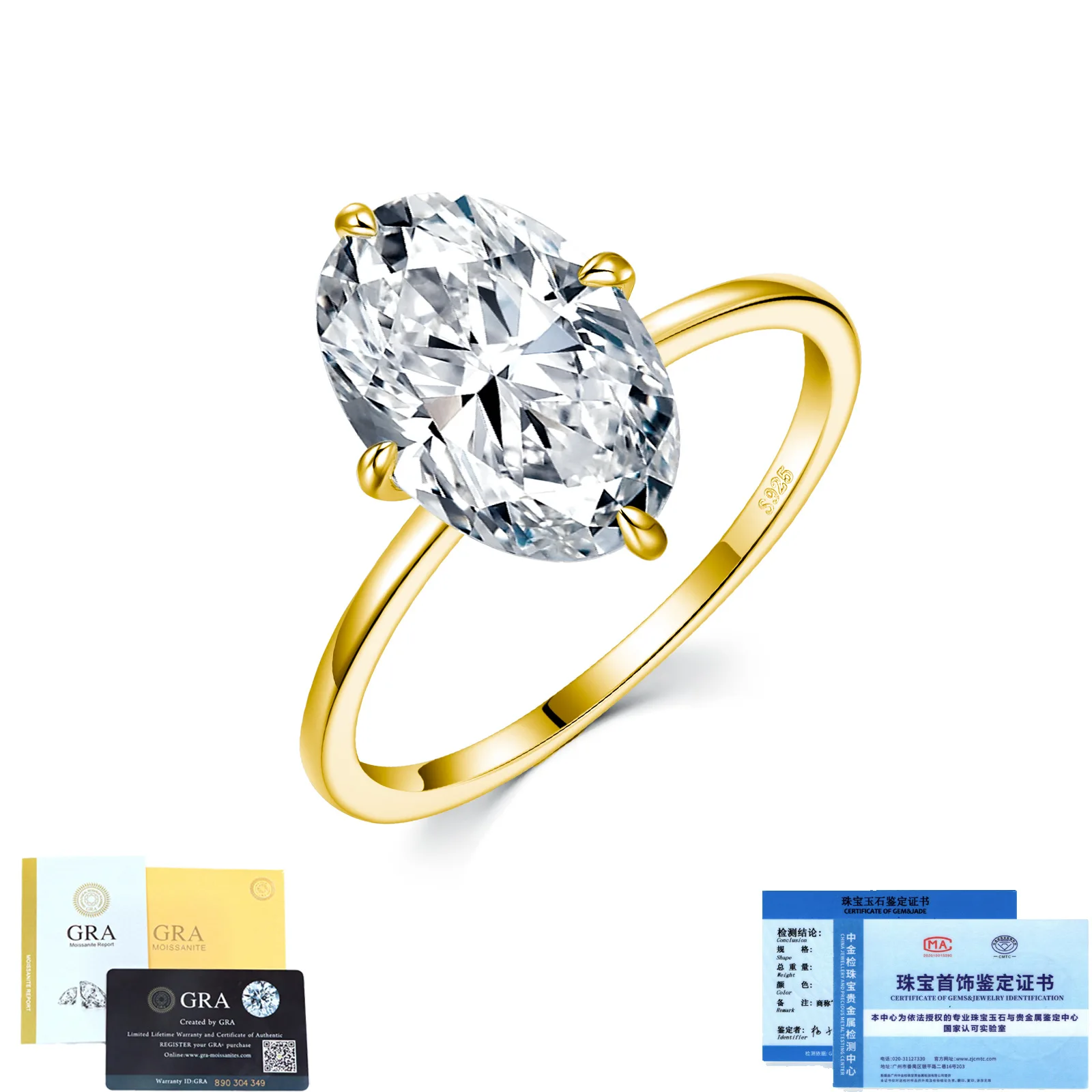 CEICI 4.5CT 8x12MM Elliptical Moissanite Ring 100% Pass Diamond Test S925 Silver for Women Wedding band Jewelry Gift
