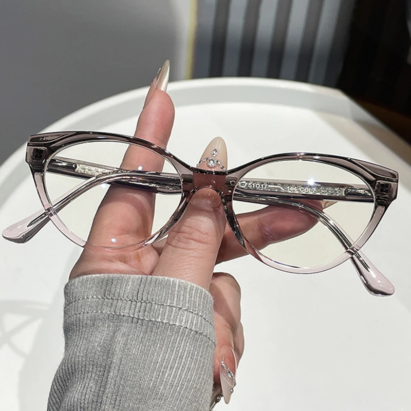 Fashion TR+Metal Core-Inserting Process Cat Eye Women Blue Light Blocking Reading Glasses Hyperopia Spectacles Positive Diopters