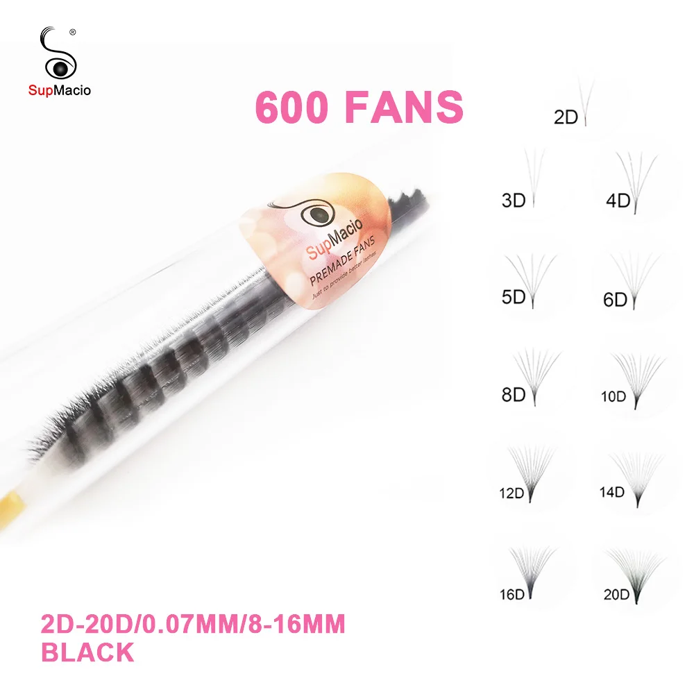 

Supmacio Speed Premade Volume Fans 3d-20d 0.07mm Pointy Base Loose Promade Fan Lashes 600 Fans