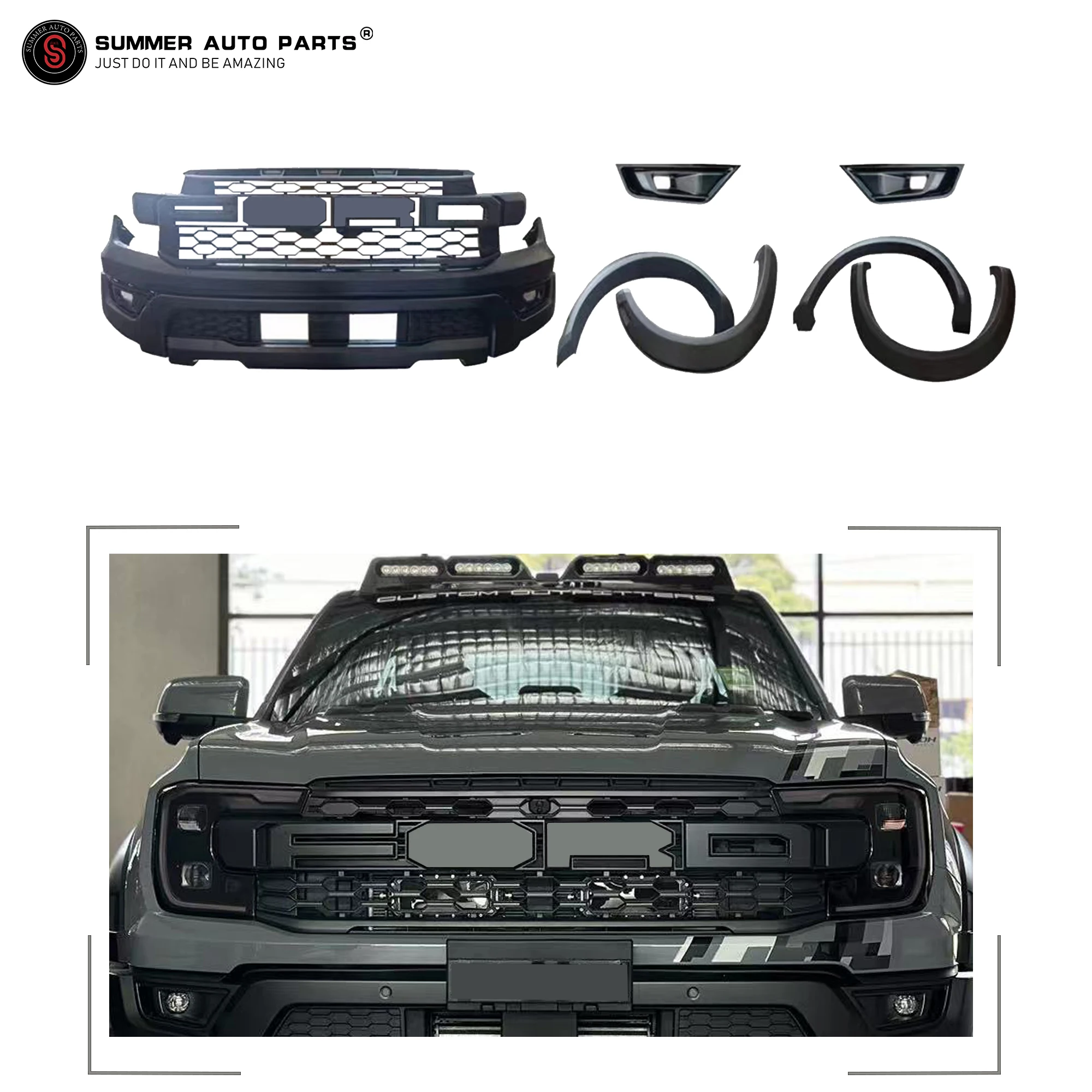 

Vehicle Parts Car Accessories Modified Grill Ranger Led Car Front Grille Bull Bar Ford Ranger Body Kit Upgrade