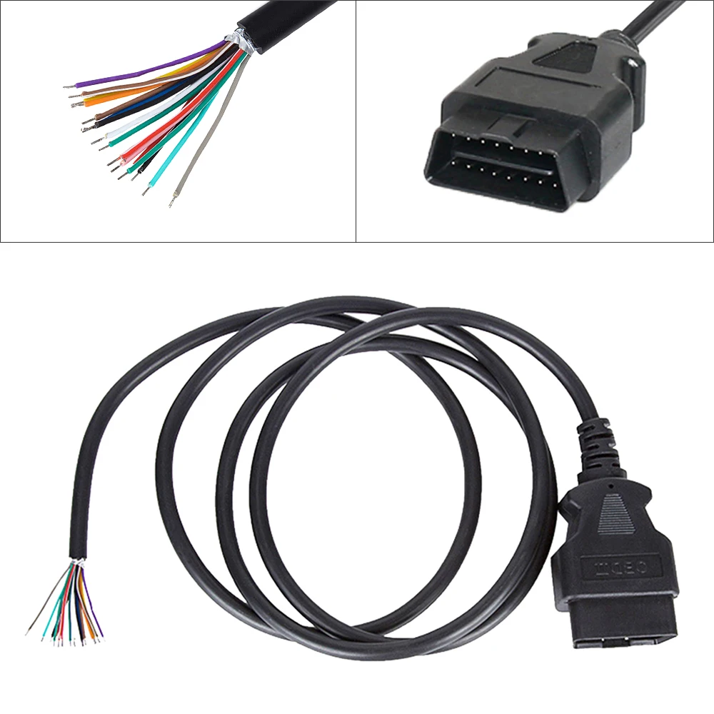 1Ft 16Pin Car OBD2 Scanner Diagnostic Male Extension Cable Automobile Coaxial Speaker Audio Cables Line Connectors