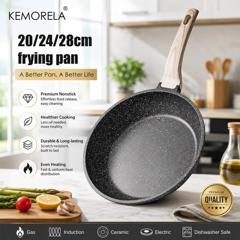 Nonstick Frying Pan Skillet 20/24/28cm Home Steak Skillet Pancake PFOA Free Induction Compatible Special Saucepan Nonstick Pan