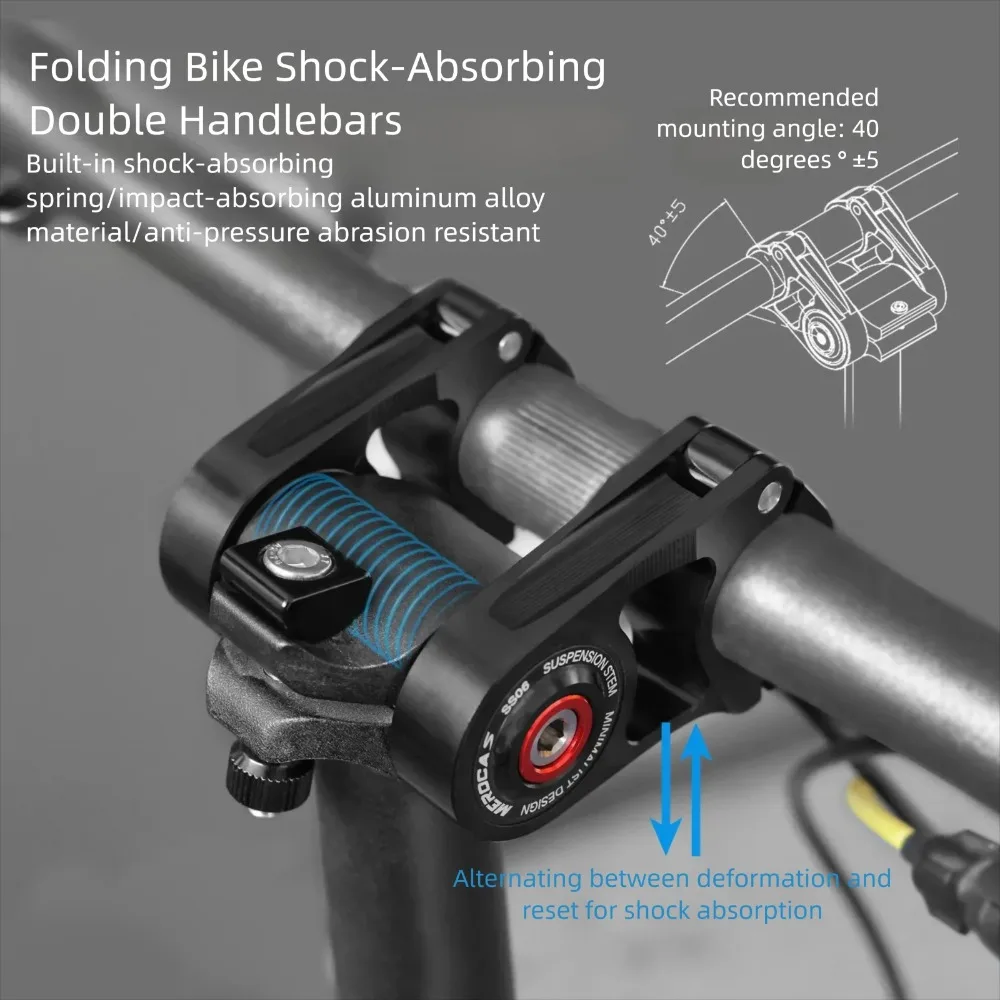 

Bicycle Stem Handlebar Double Stem for Shock Absorption 25.4mm Folding Bike Table Folding Bike Table Cycling Adjustable Stem
