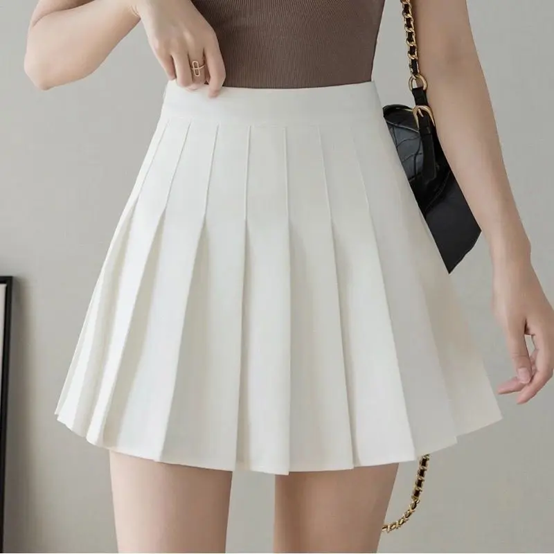 High Quality 2025 Summer Women Skirts Fashion Solid Color Casual Kawaii Mini Skirt Girls School Pleated Skirts Women